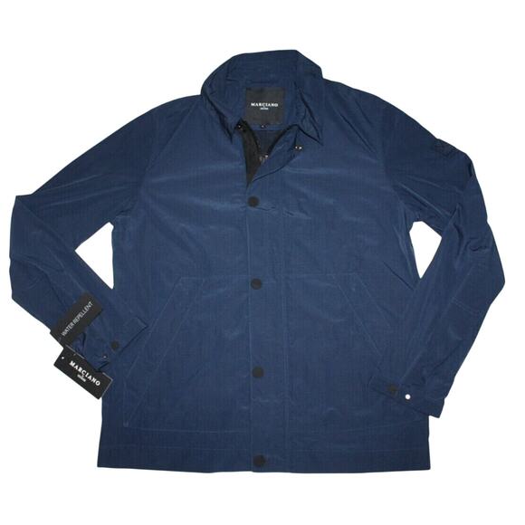 Marciano By Guess Men's Large Tech Full-Zip Jacket Water Repellent Silk Blue - Picture 6 of 12